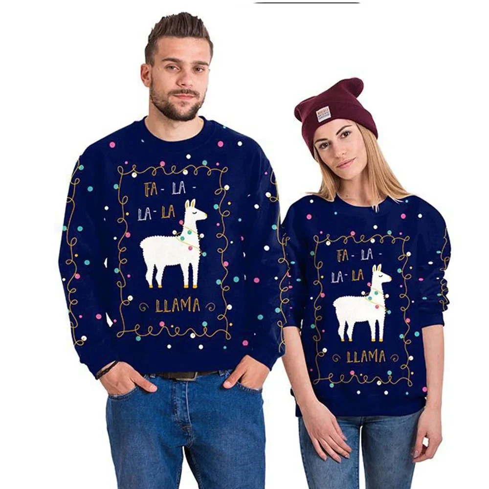 3D Printing Xmas - Hombres Mujeres Llama feo Navidad sudadera